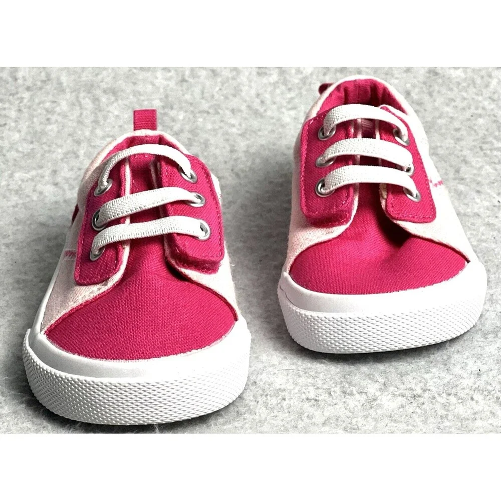 Wonder Nation Girls 5 Toddler Pink Canvas Lace Up Sneakers Casual Play Shoes